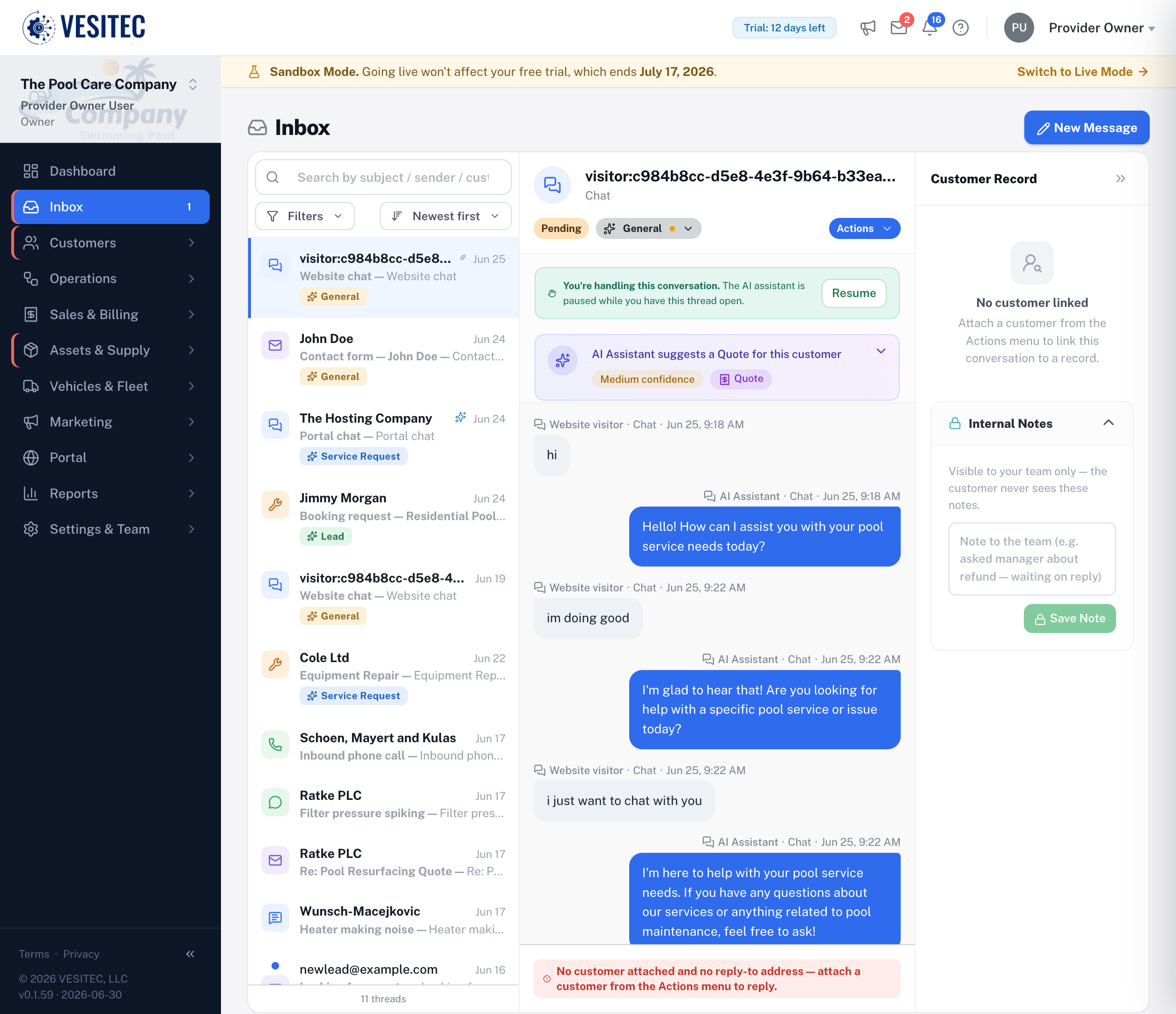 AI Inbox: Every Customer Channel, One Thread in VESITEC